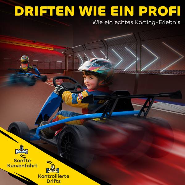 Kinder Elektro Gokart 370-446V90BU Blau - Kunststoff - 77 x 54 x 119 cm