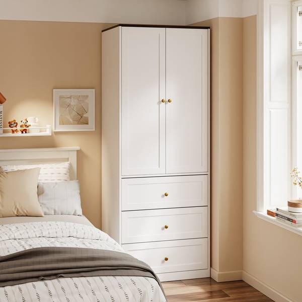 Kleiderschrank KSB04-W Weiß - Melamin - 55 x 187 x 70 cm