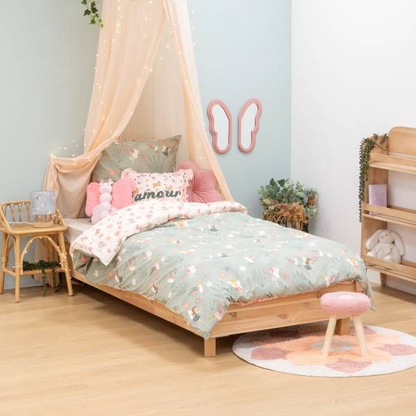 Kinderbettwäsche-Set APRIL Violett - Naturfaser - 140 x 1 x 200 cm