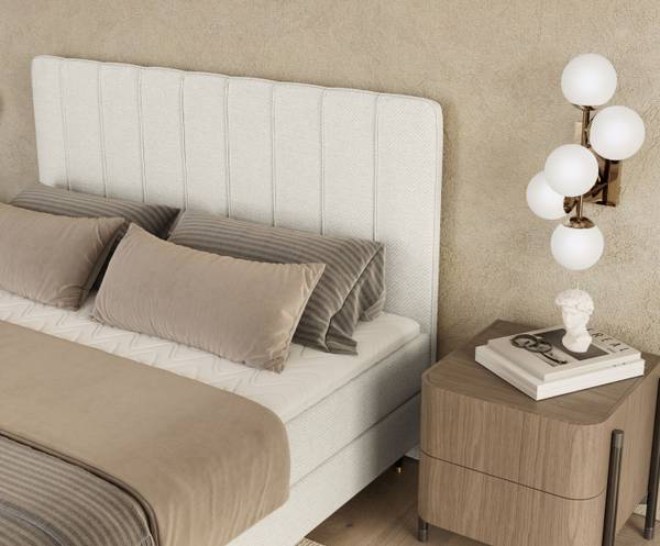Boxspringbett Kobbe  Ecru - Liegefläche Breite: 180 cm