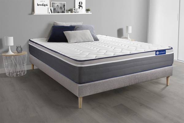 Bettgestell und Matratze Actimemo plus Grau - Massivholz - 130 x 55 x 200 cm
