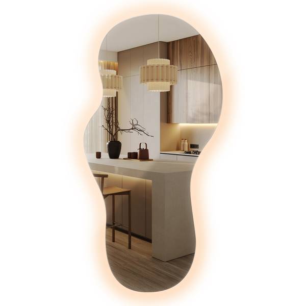 LED-Wandspiegel ONDA Hellblau - 100 x 50 cm