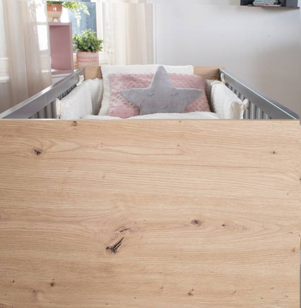 Baby- + Beistellbett Anna Grau - Holzwerkstoff - 66 x 80 x 123 cm