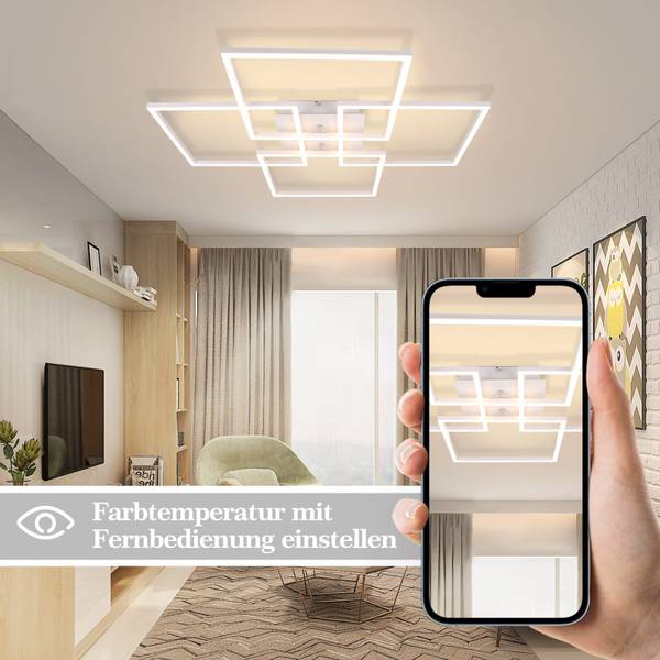 Plafonnier LED Wilkins Blanc - Métal - 73 x 8 x 73 cm