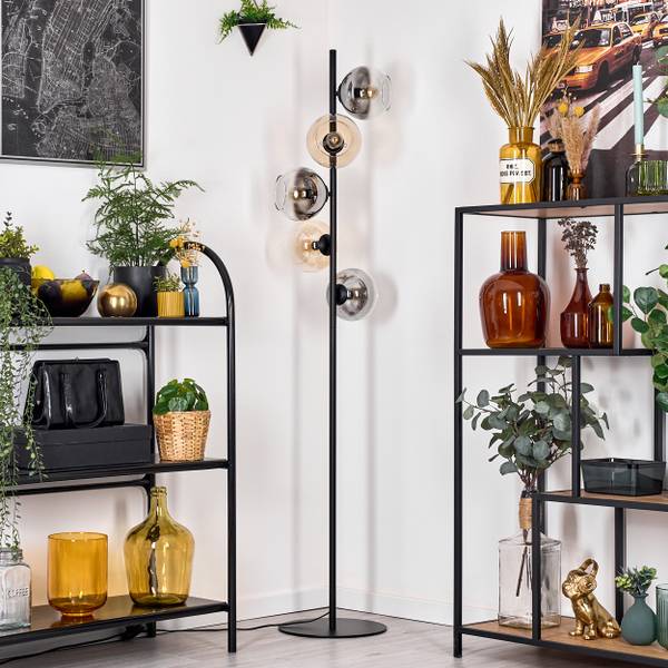 Stehlampe Cesaro Braun - Grau - Metall - 17 x 160 x 83 cm