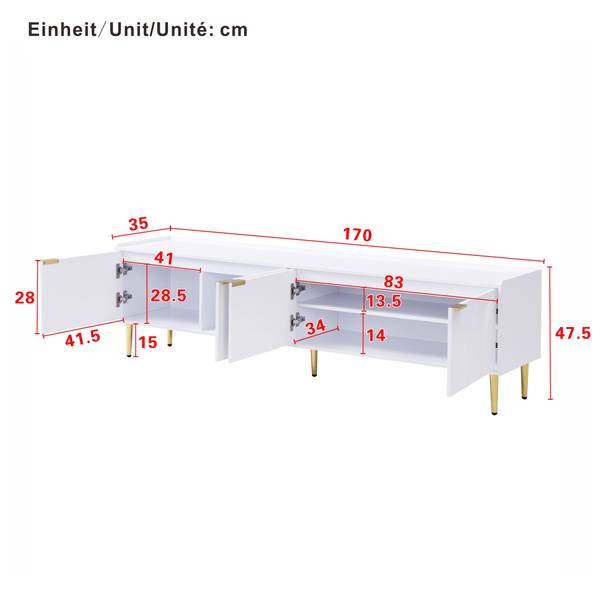 TV-Schrank Eurynom Ⅰ Gold - Weiß