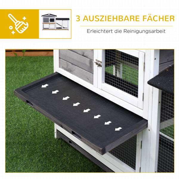 Kaninchenstall D51-131GY Grau - Massivholz - 53 x 94 x 158 cm