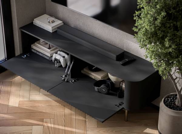 TV-Lowboard AURORA Schwarz - Gold