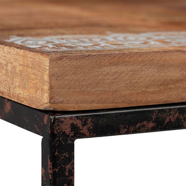 Beistelltisch 3er Set Mangoholz Schwarz - Braun - Eisen - 36 x 56 x 36 cm