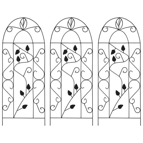 Rankgitter 3002513 (3er Set) Schwarz - Eisen - 40 x 100 x 1 cm