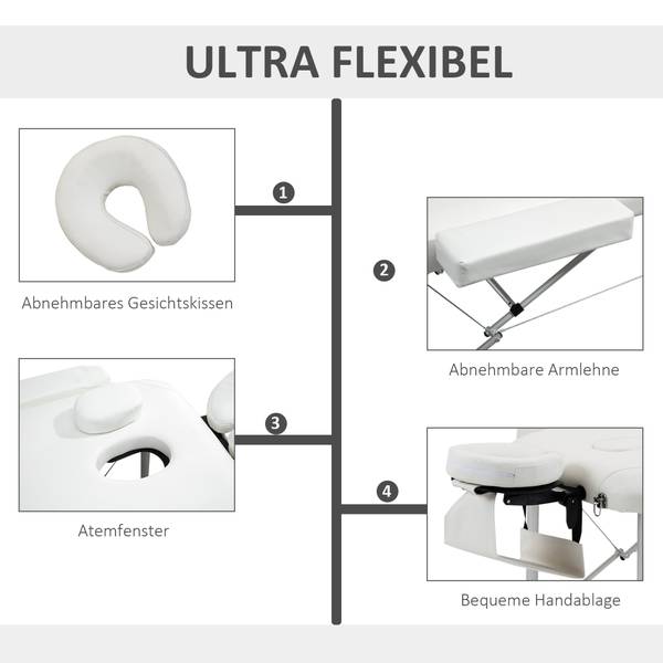 Massageliege 700-039WT Weiß - Kunststoff - 81 x 84 x 215 cm