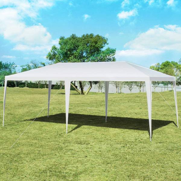 Gartenpavillon Partyzelt 6m x 3m Weiß - Kunststoff - 600 x 260 x 300 cm