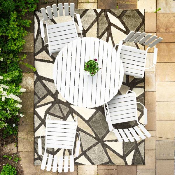 Tapis moderne DEHORS-DEDANS CUBISME Gris - Textile - 120 x 1 x 170 cm