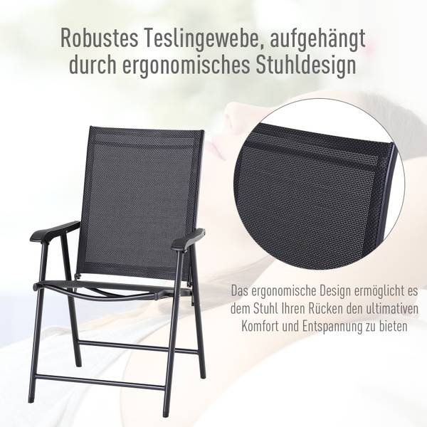 Campingstuhl 84B-381BK 2er Set Schwarz - Metall - 64 x 94 x 58 cm