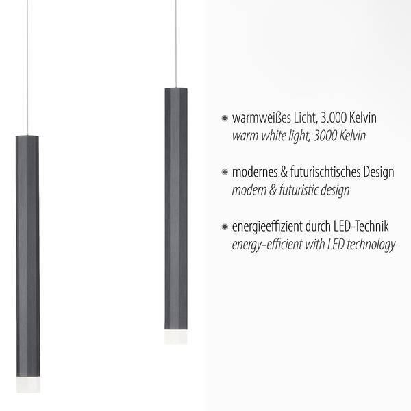 LED Pendellampe Pendel Bruno Schwarz - Metall - 8 x 120 x 55 cm