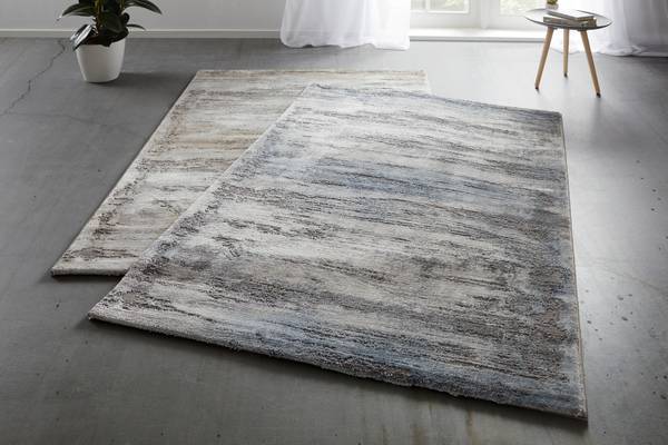 Webteppich OXFORD 4 Blau - Grau - Holzwerkstoff - 200 x 1 x 290 cm