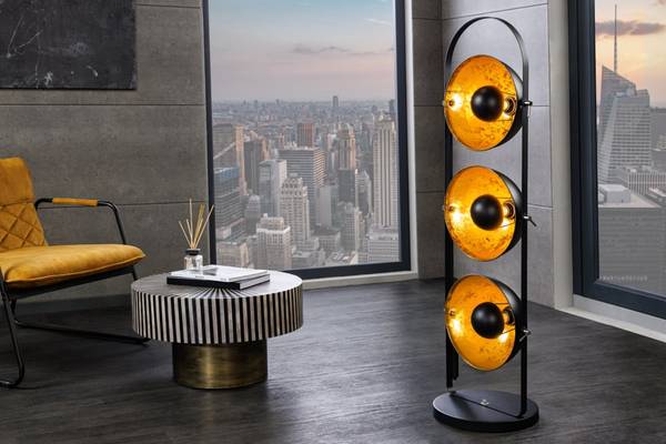 Stehlampe STUDIO Schwarz - Gold - Edelstahl - Stahl - 36 x 128 x 33 cm