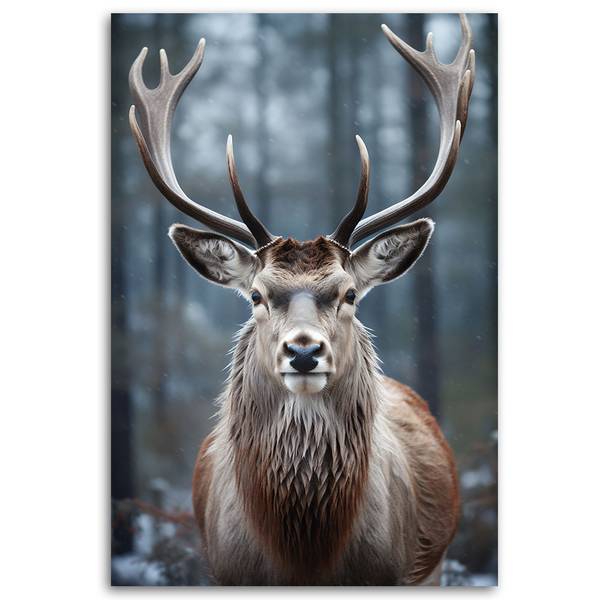 Wandbild hirsch im wald 70 x 100 cm