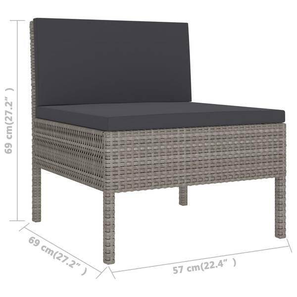 Garten-Lounge-Set 3094358 8-teilig Grau - Polyrattan - 60 x 35 x 60 cm