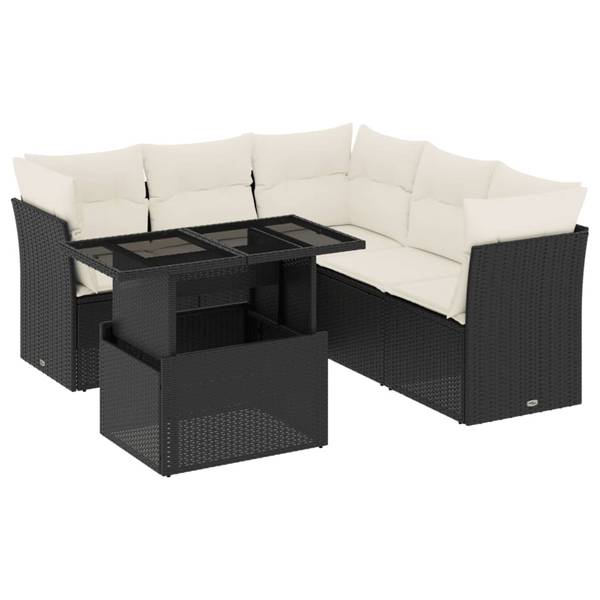 Loungeset 3036660 set van 6 zwart - crèmekleurig