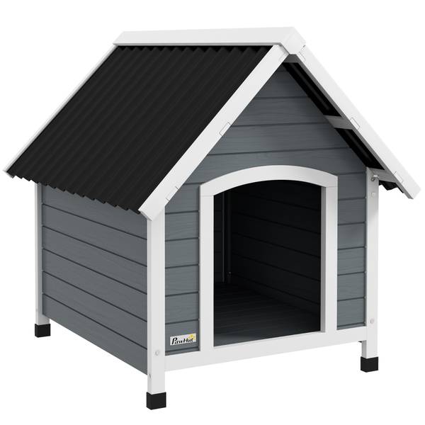 Hundehütte D02-174V00GY Grau - Massivholz - 88 x 82 x 75 cm