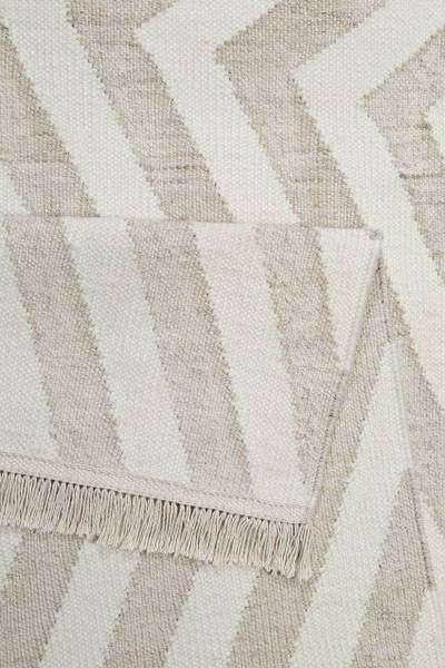 Kurzflorteppich Edgy Corners Beige - Wolle - 130 x 1 x 190 cm