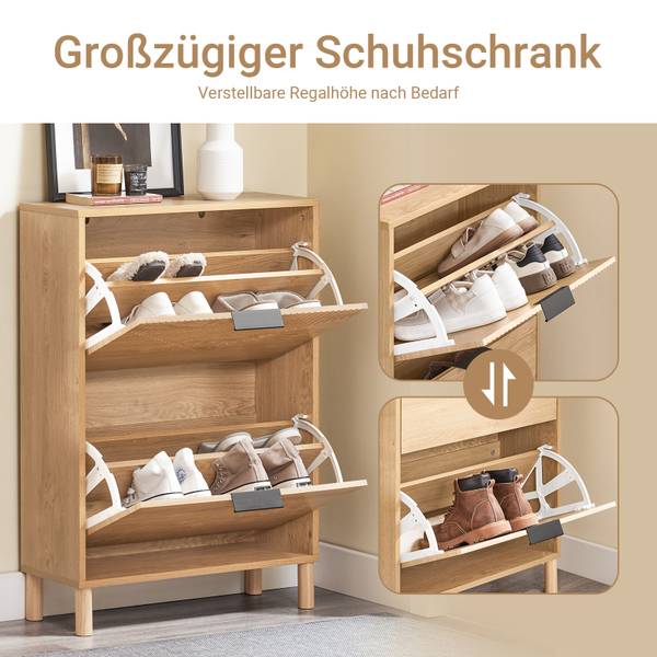 Étagère à chaussures 2 portes FSR200-N Marron - Bois manufacturé - 60 x 88 x 24 cm