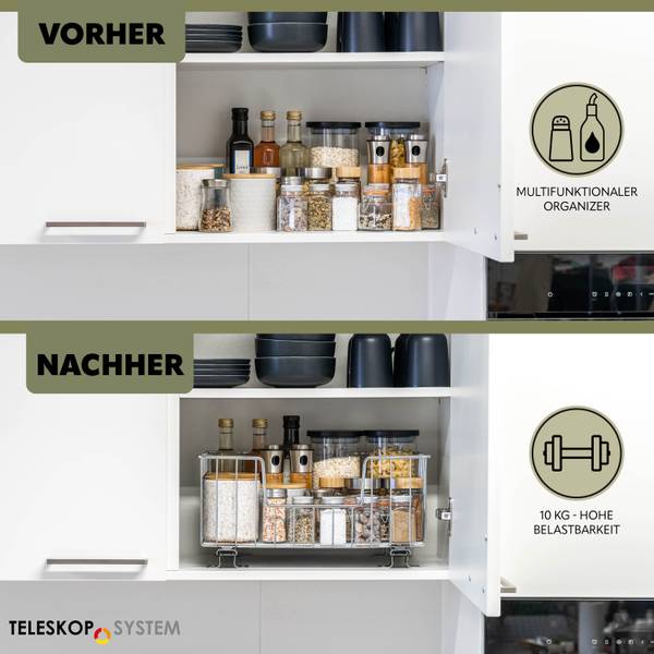 Korbauszug 60128 2er Set Silber - Metall - 40 x 20 x 29 cm