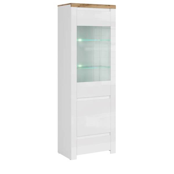 Vitrinenschrank DAMINO Braun - Weiß - ABS - 68 x 202 x 42 cm