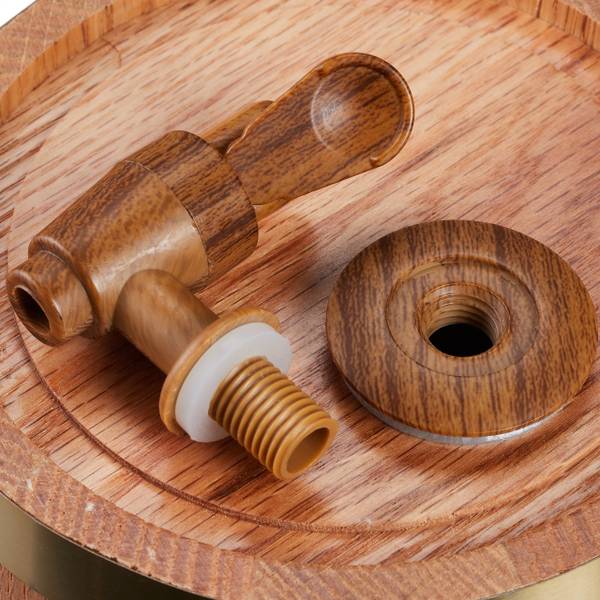 Schnapsfass aus Eichenholz Braun - Gold - Aluminium - 16 x 23 x 24 cm