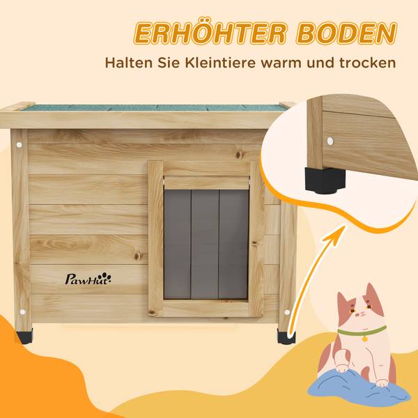 Katzenhaus 784V00YL Gelb - Massivholz - 57 x 43 x 45 cm