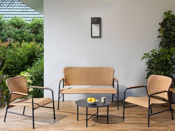 Sitzgruppe OFANTO 4-tlg Schwarz - Blau - Bambus - 108 x 73 x 108 cm