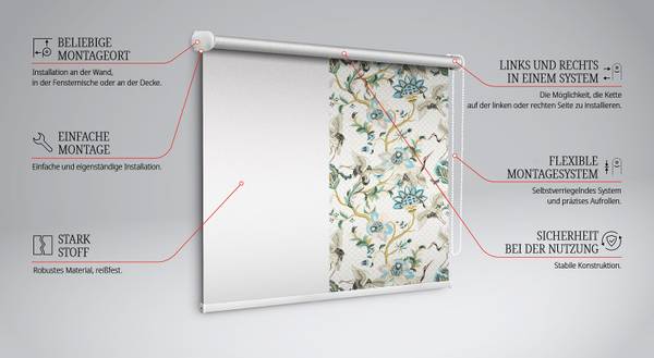 Verdunkelungsrollo FLORAVIS 60 x 140 cm