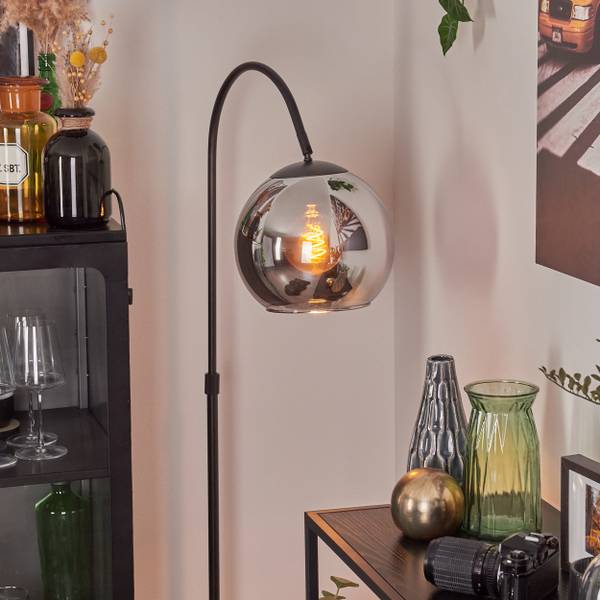 Stehlampe Cesaro Grau - Silber - Metall - 11 x 141 x 105 cm