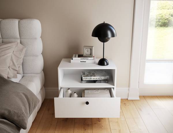 Nachttisch Savona Weiß - Holzwerkstoff - 60 x 55 x 40 cm