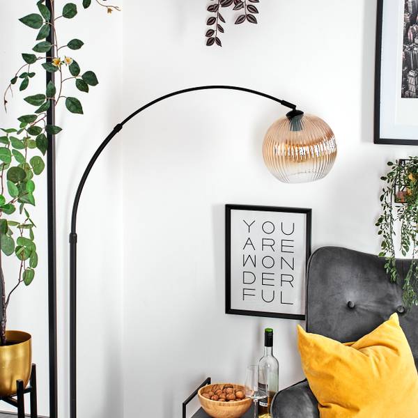 Stehlampe Cesaro Gelb - Aluminium - Klarglas - Marmor - 105 x 185 x 72 cm