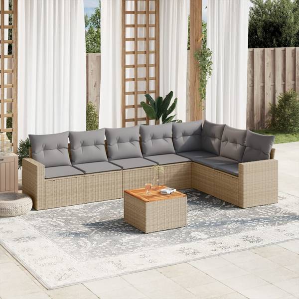 Salon de jardin 3034657 (lot de 8) Beige - Gris - Gris lumineux