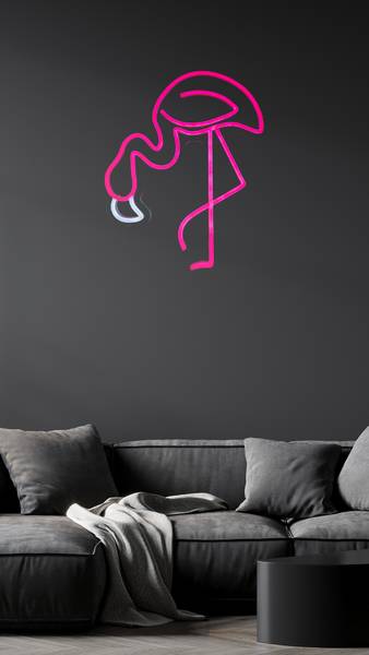 LED Neon Schild Flamingo Kunststoff - 40 x 33 x 2 cm