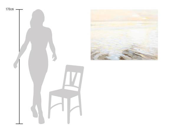 Acrylbild Handgemalt Meer Rol Beige - Baumwollstoff - 100 x 75 x 4 cm