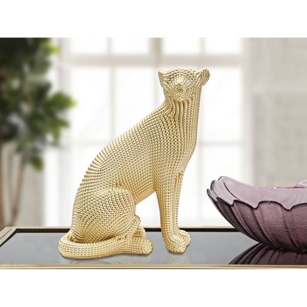 Skulptur Panther Gold - Kunstharz - Harz - 23 x 29 x 16 cm