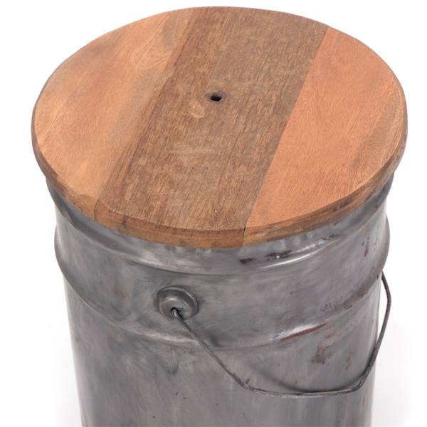 Beistelltisch  BARREL Silber - Massivholz - 30 x 40 x 30 cm