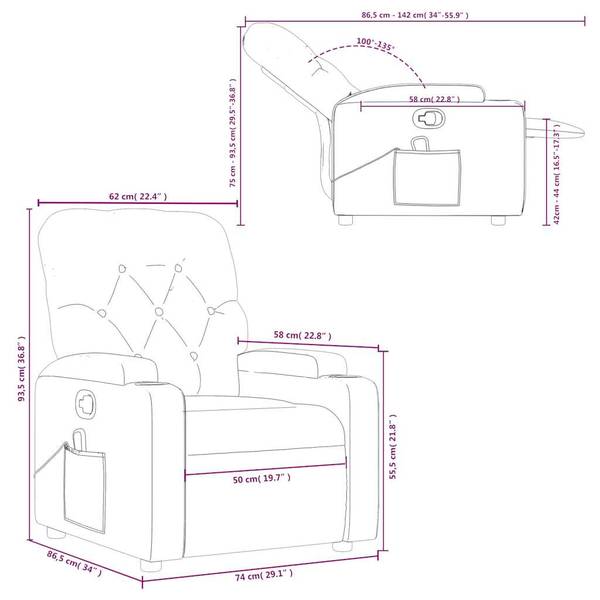 Massagesessel 3032428 Schwarz - Mischgewebe - 74 x 93 x 86 cm