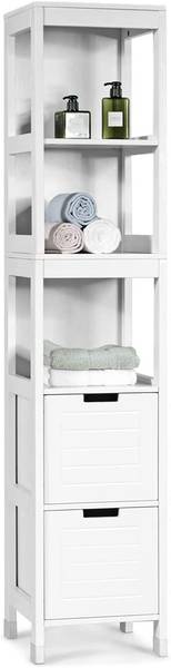 Badschrank mit 2 Schubladen Weiß - Holzwerkstoff - 30 x 145 x 30 cm