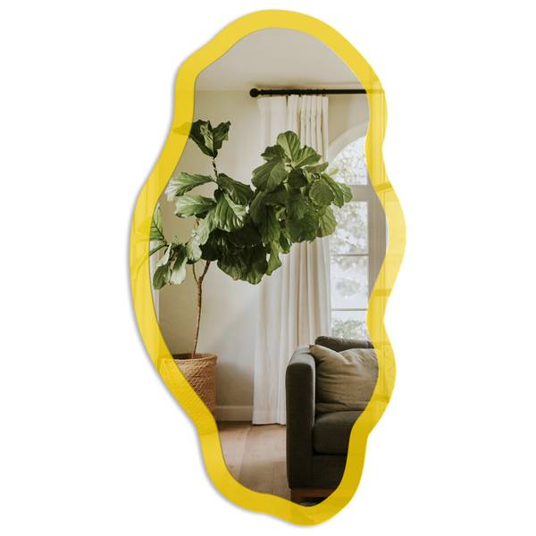 Wandspiegel Flavum forte Gelb - Glas - 52 x 97 x 0 cm