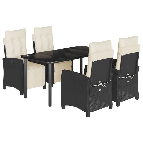 Salle à manger 3033392-3 lot de 5 Noir - Polyrotin - 80 x 74 x 160 cm