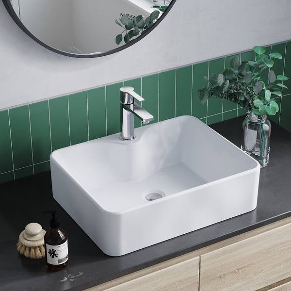 Waschbecken für Badezimmer und Gäste-WC Weiß - Keramik - 49 x 14 x 38 cm