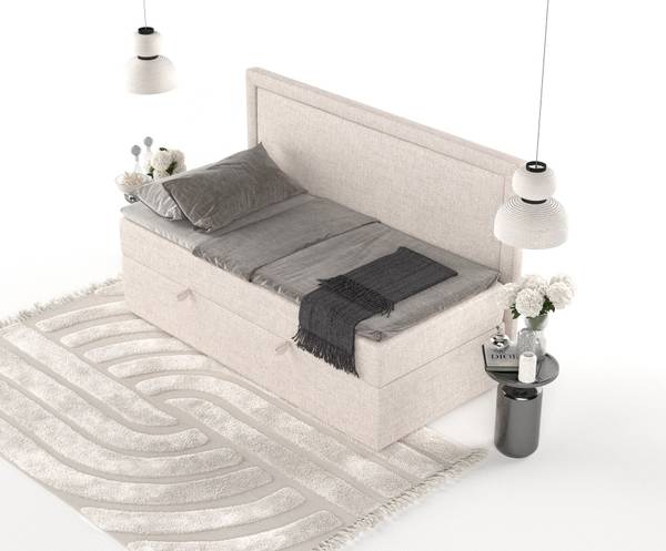 Boxspringbett Luvi Beige - H3 - Tiefe: 90 cm