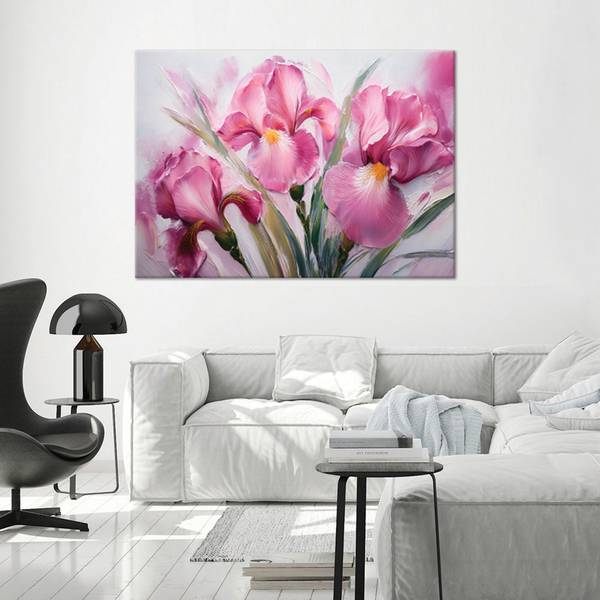 Wandbild iris blumen gemalt 60 x 40 cm