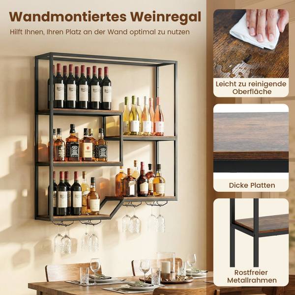 Weinregal VH35720 Schwarz - Holzwerkstoff - 30 x 112 x 102 cm