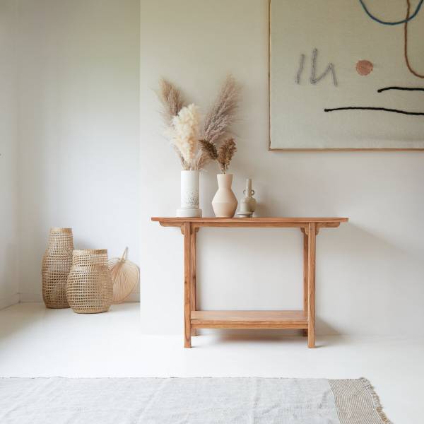 Konsolentisch Elie Beige - Akazie - 120 x 80 x 38 cm